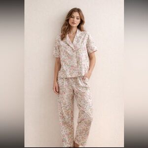 Vintage Victorias Secret Gold Label Pajama Set Floral Lace Trim Sz S Cottagecore